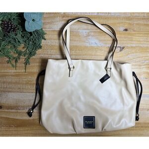 Victoria's Secret Cinch Top Shoulder Tote Bag Purse With Gold Accents